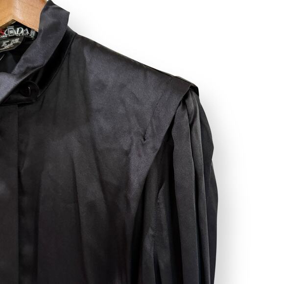 NEW Escada Black Silk Blouse Womens Size 38 US 8 Vintage 80s 90s Luxury Designer - Picture 8 of 12